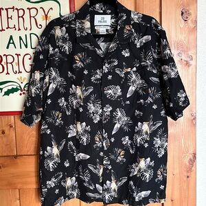 28 Palms Hawaiian island Cruise Beach Button down sz XL silk linen tropical
